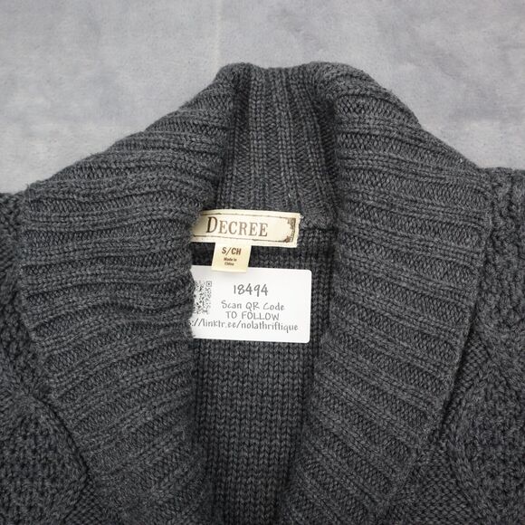 Decree Sweater Womens S Gray Cardigan Short Sleeve Button Cable Knit Acrylic - Picture 8 of 15